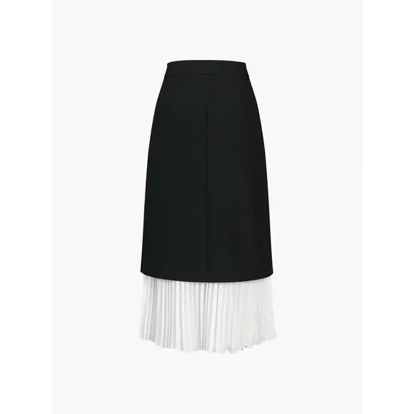 Commence Two Tone Pleated Long Skirt~Black/White~NEW w/Tags~Large - Picture 12 of 14